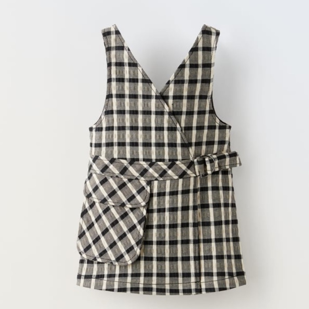 Zara BUCKLED PLAID CRISSCROSS PINAFORE DRESS